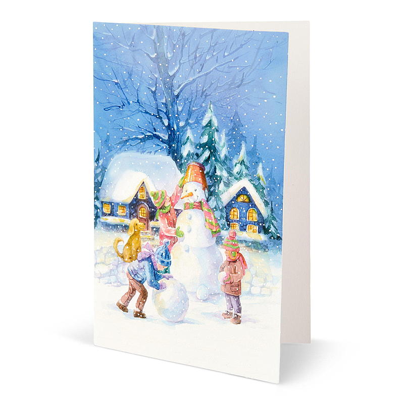 Kort doble jul barn & snømann