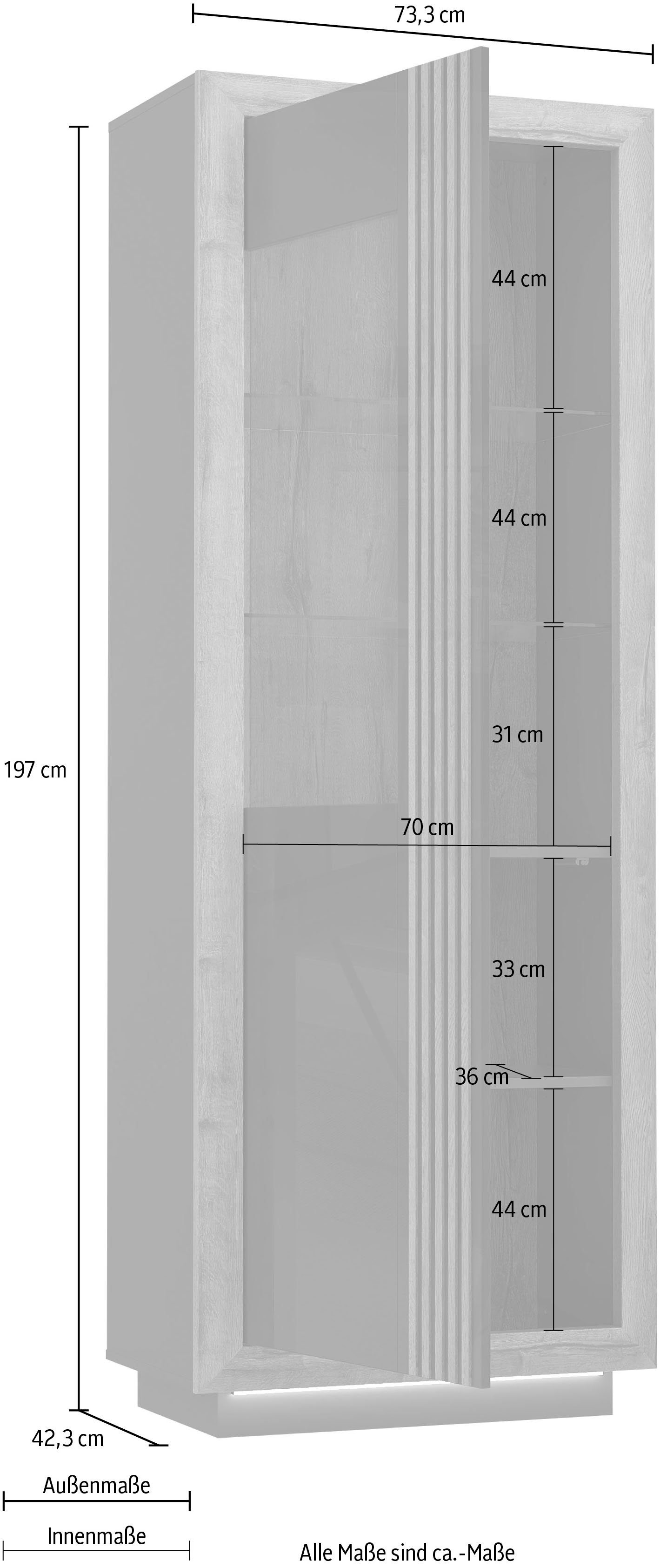 FORTE Highboard Savona, Höhe 197 cm, inkl. Lichtleiste im Sockel