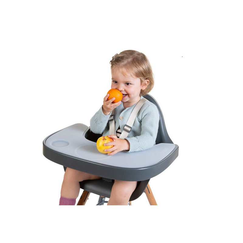 Tablette anthracite pour chaise haute Evolu 2 avec napperon en silicone Childhome