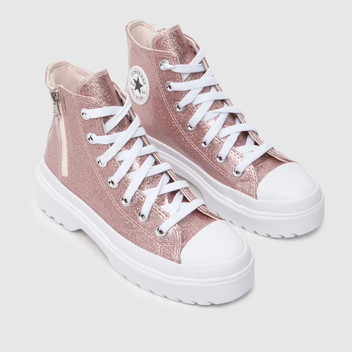 Converse roséguldfärgade all star lugged lift glitter flickor ungdomsskor