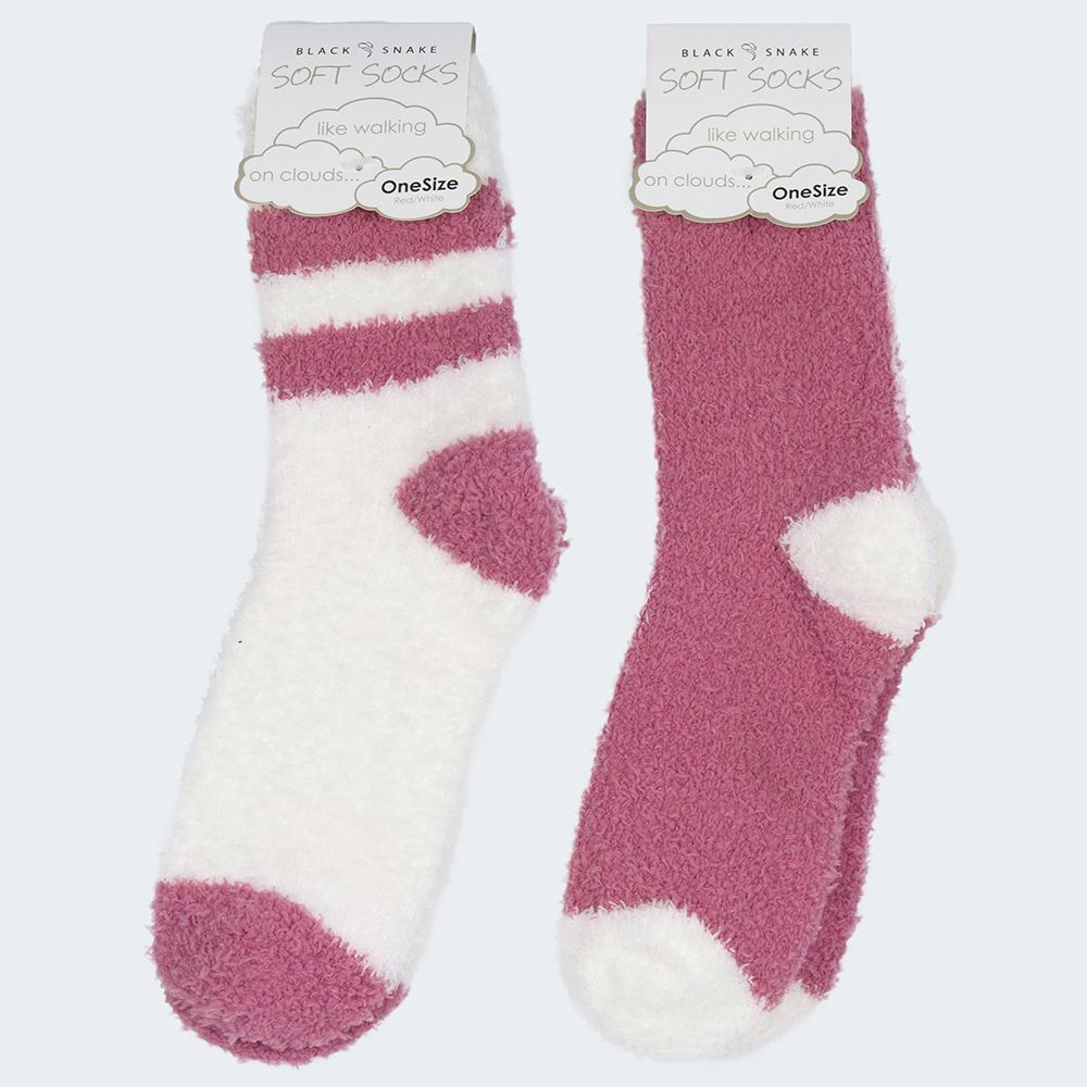 Black Snake Rosa/Weiß 2-Pack Damen Kuschelsocken