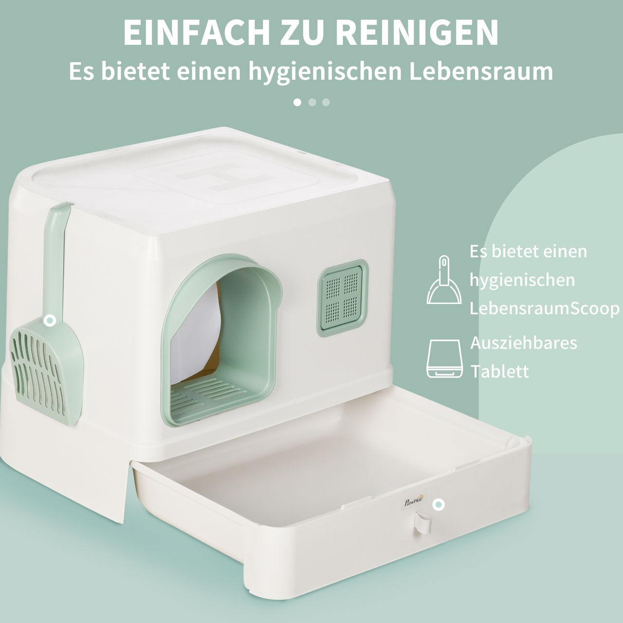 PawHut Katzenklo, Katzentoilette mit Schaufel, Schublade, Deodorant für Katzen