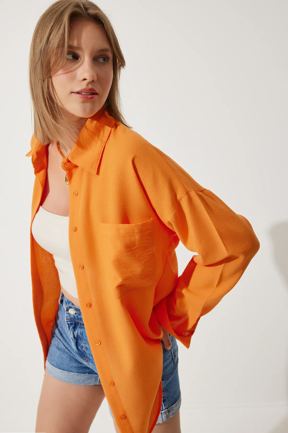 Happiness İstanbul  Hemd - Orange - Oversized