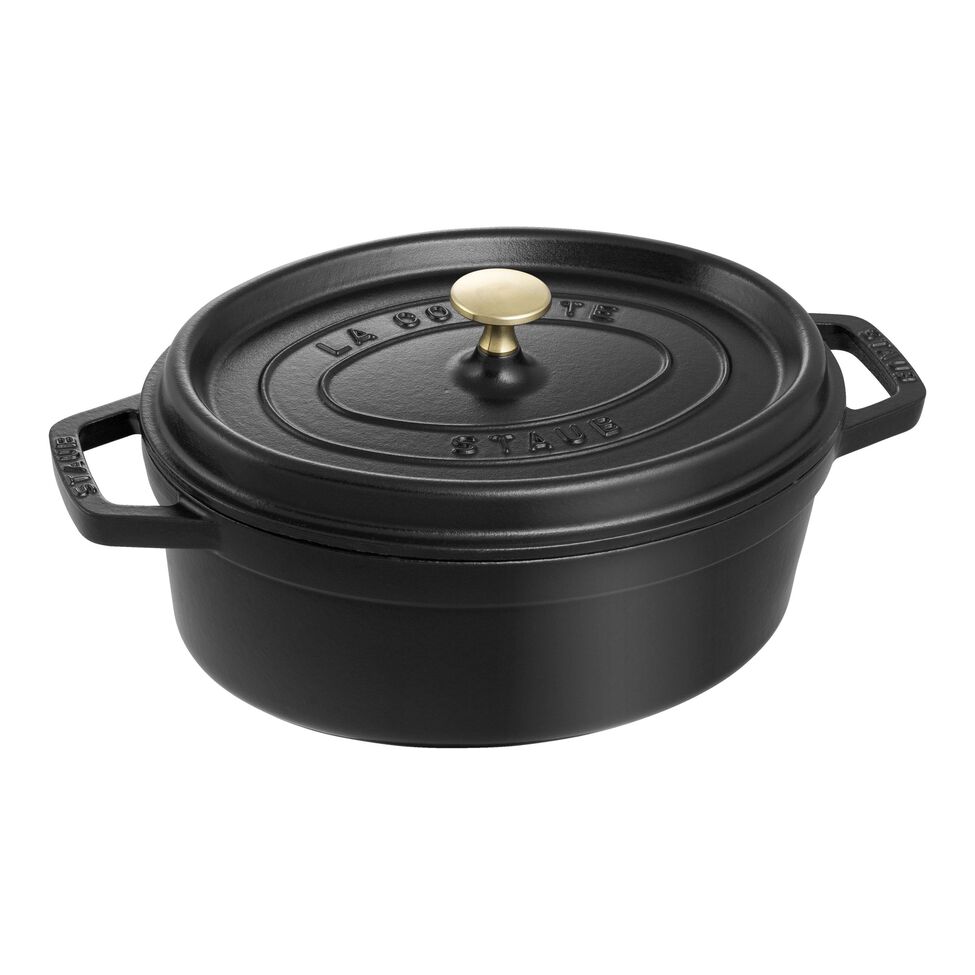 Cocotte 27 cm, oval, Schwarz, Gusseisen