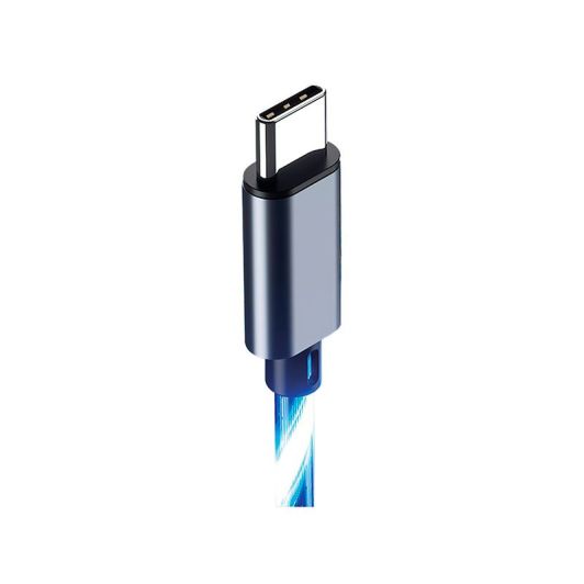 Cablu AMSTRAD USB-C LED Albastru 3m