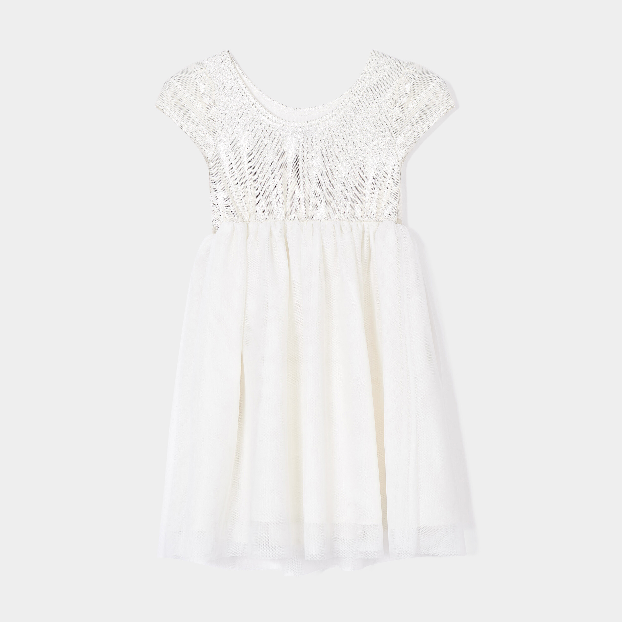 Robe patineuse courte à paillettes ecru fille | La Halle