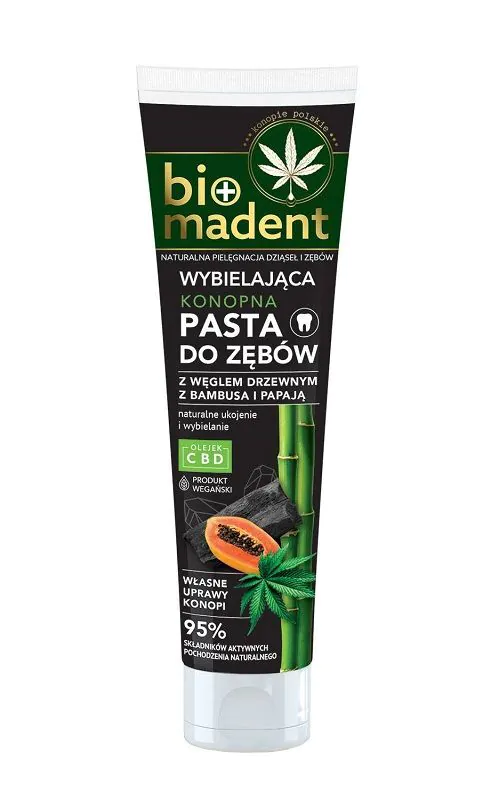 BIOMAdent kanapių dantų pasta su bambuko anglimi ir papajų balinamuoju poveikiu