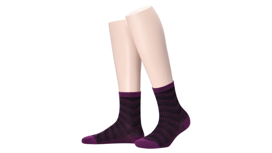 MOVE UP Damen Socken Jacquard mit Glitzergarn violett