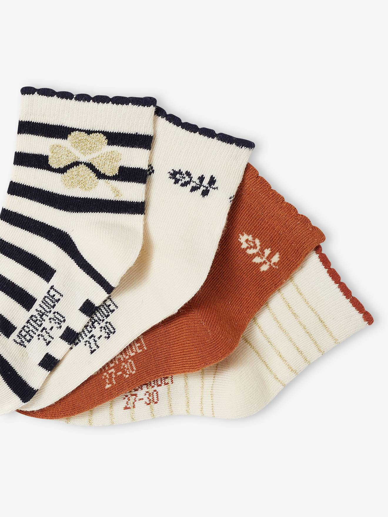 Vertbaudet 4er-Pack Mädchen Socken Oeko-Tex - vanille