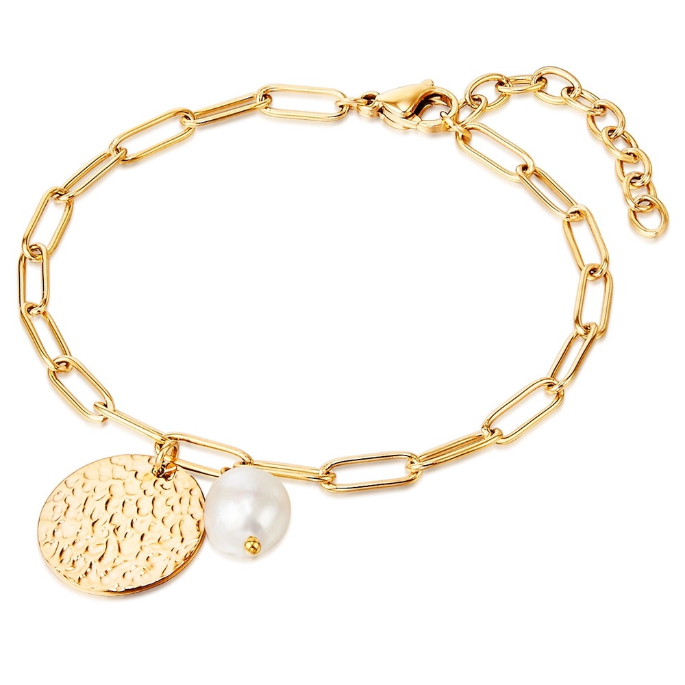 Valero Pearls Bracelet en acier inoxydable Acier inoxydable Perle de culture d'eau douce en Or  Bracelet