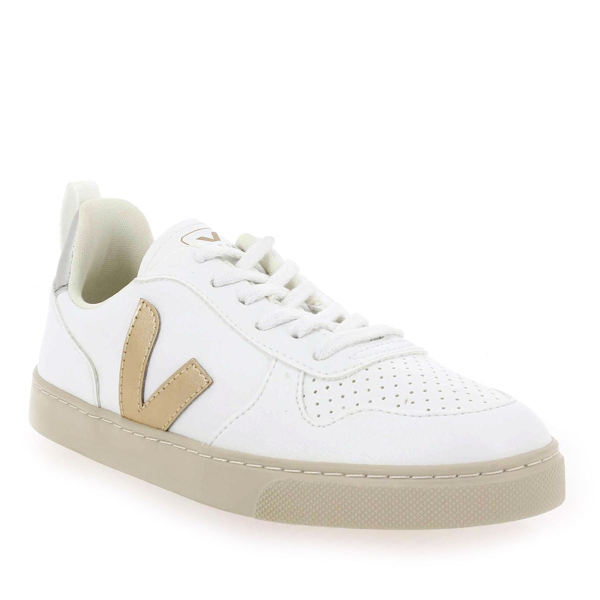 Veja  SMALL V-10 LACE - Blanc Platine