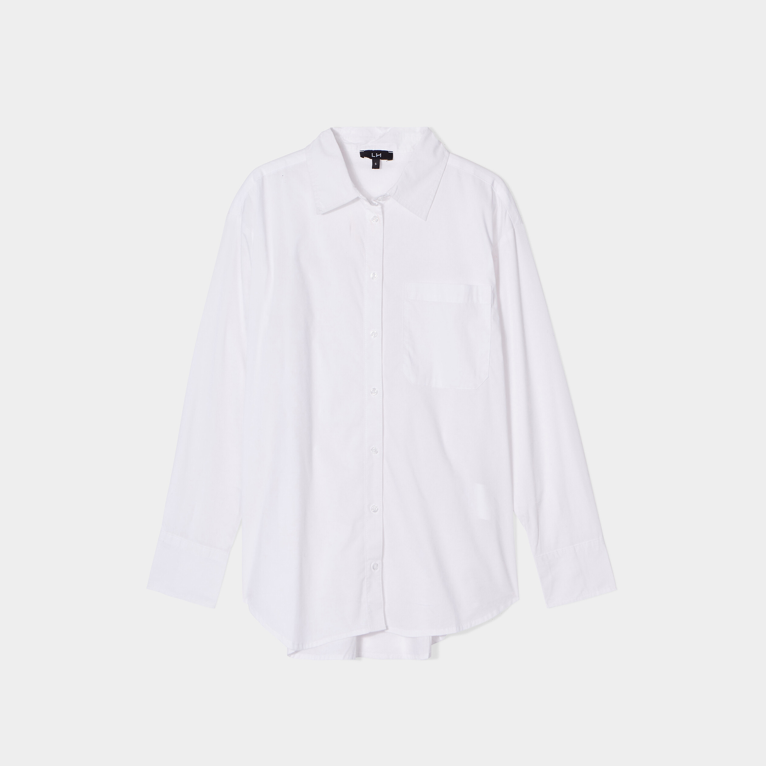 Chemise oversize manches longues blanc femme | La Halle
