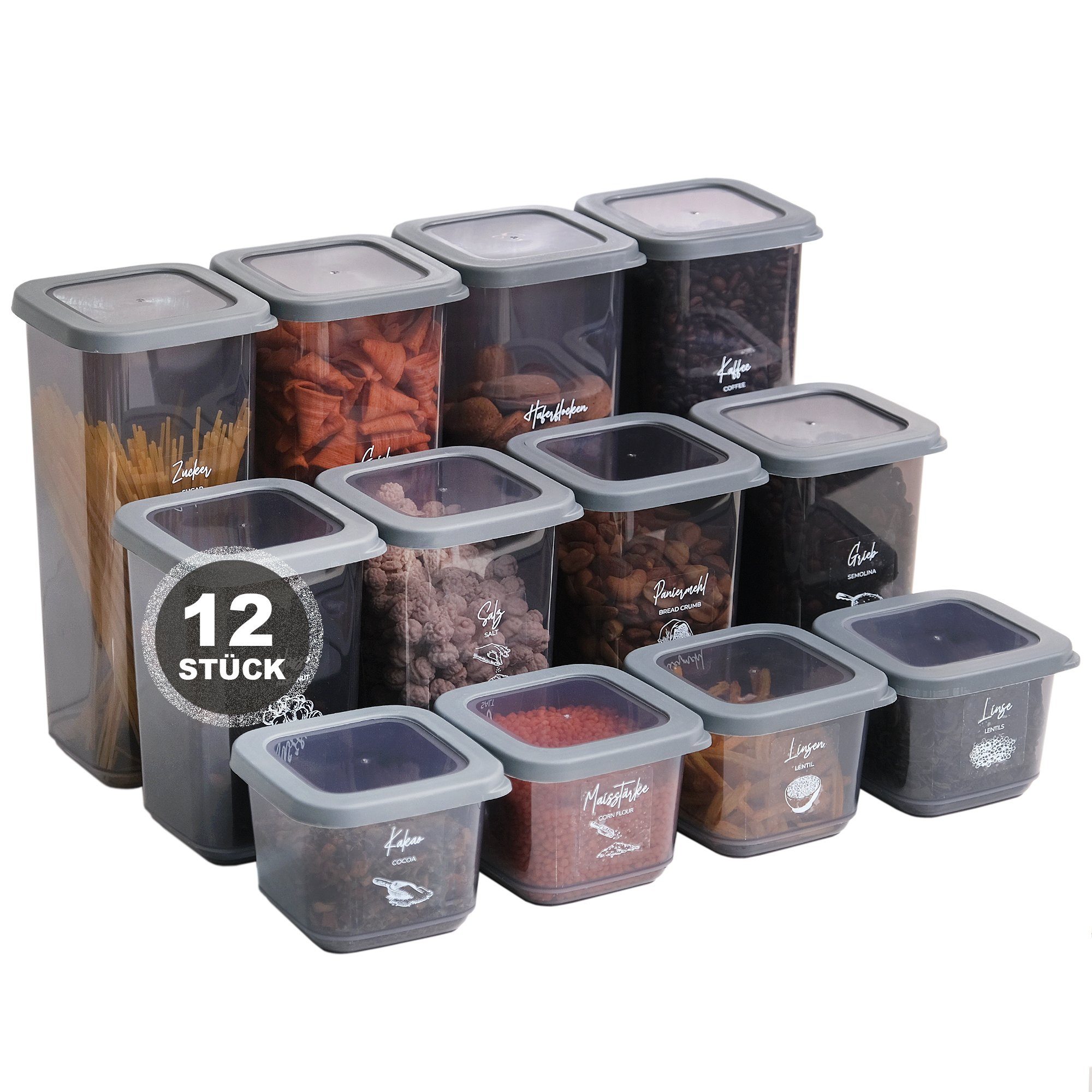 Parpalinam Vorratsdose Luftdicht 12er Set Aufbewahrungsbox BPA Frei Frischhaltedosen, (Spar-Set, 12-tlg., 12er Set, 24er Set), Spülmaschinenfest