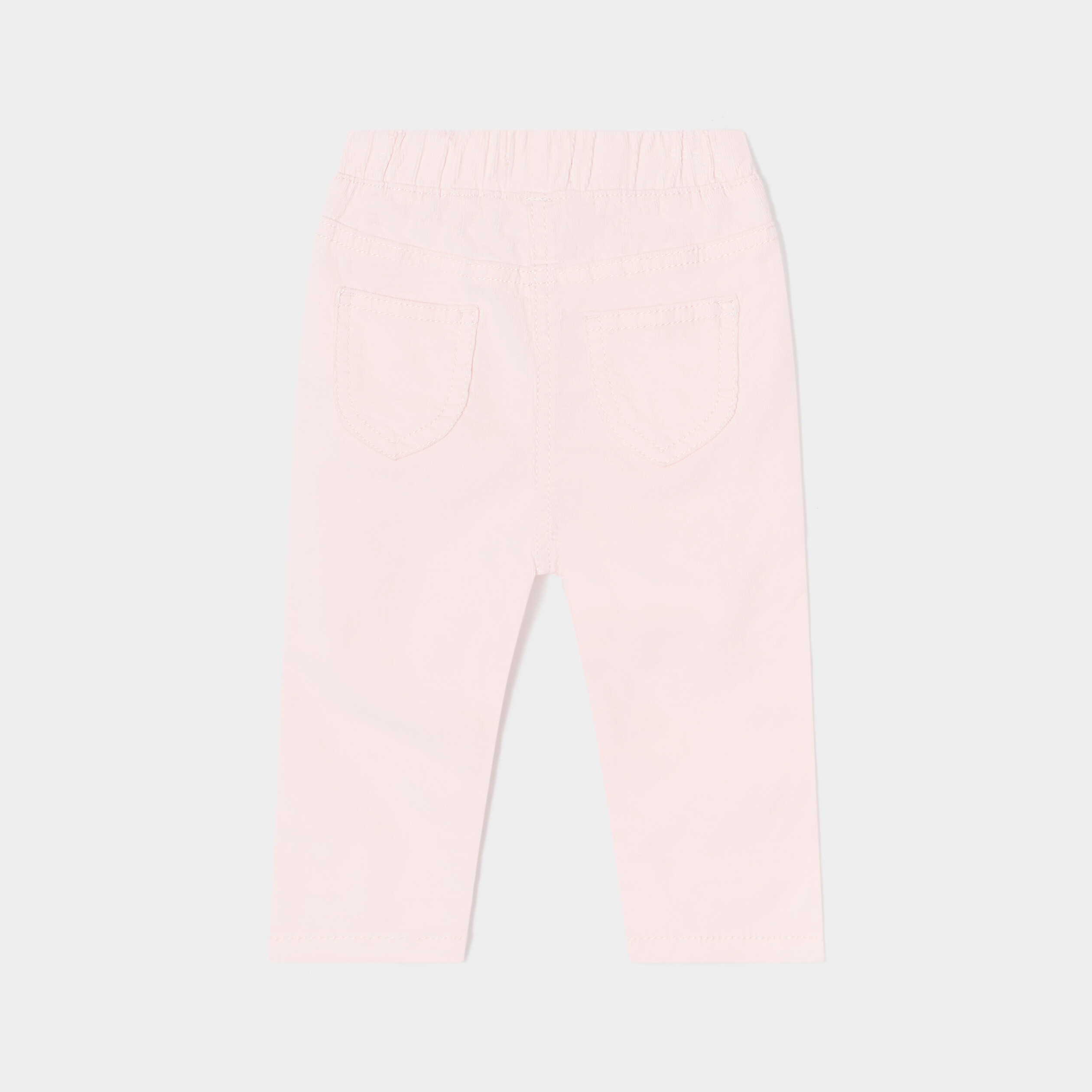 Pantalon velours côtelé coton rose clair bébé fille | La Halle