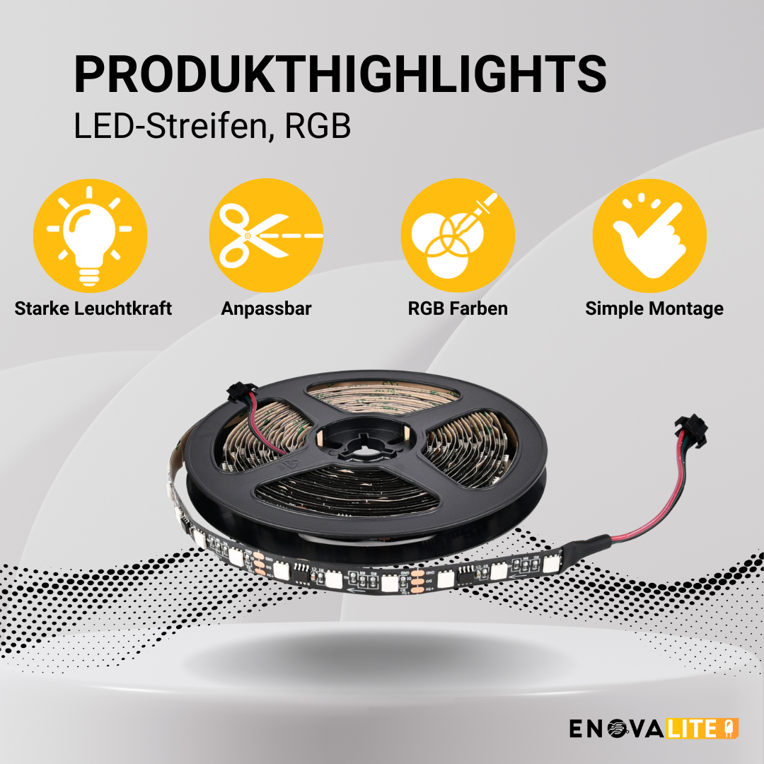 ENOVALITE LED-Streifen, RGB und kaltweißes Licht, 24 V