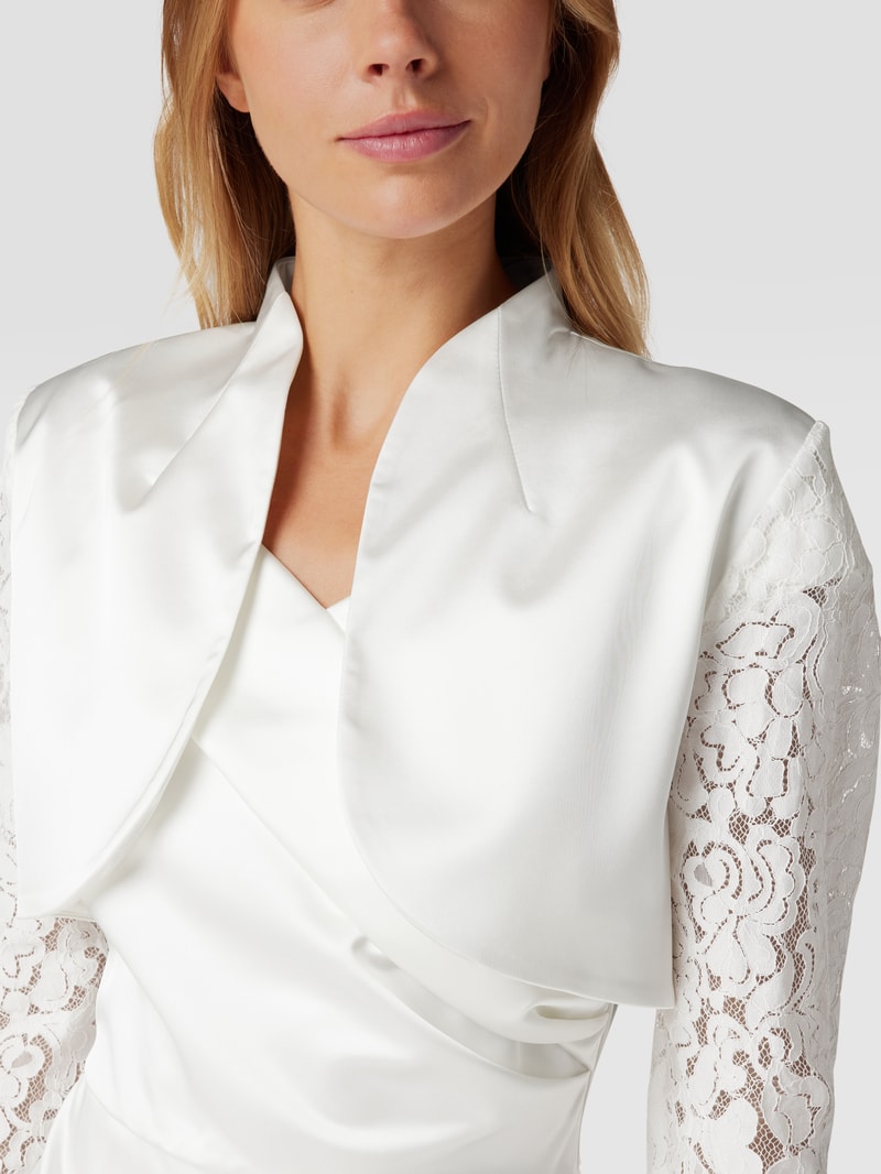 Cocktailjacke mit floralen Stickereien in offwhite