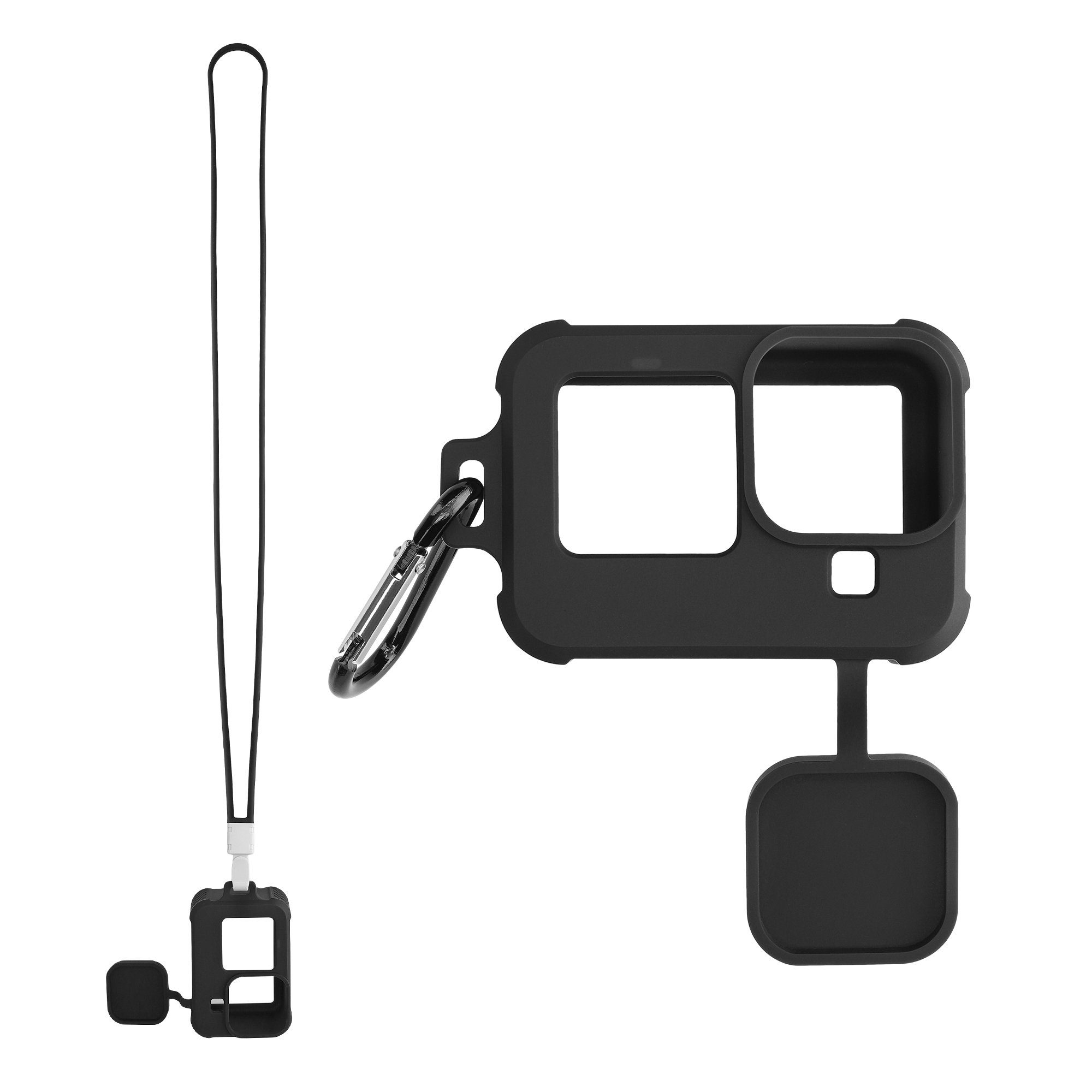 kwmobile Silikon Hülle für GOPro HERO11 Black / HERO10 Black / HERO9 Zubehör Drohne (Kamera Tasche Schutzhülle - Cover mit Band Schwarz)