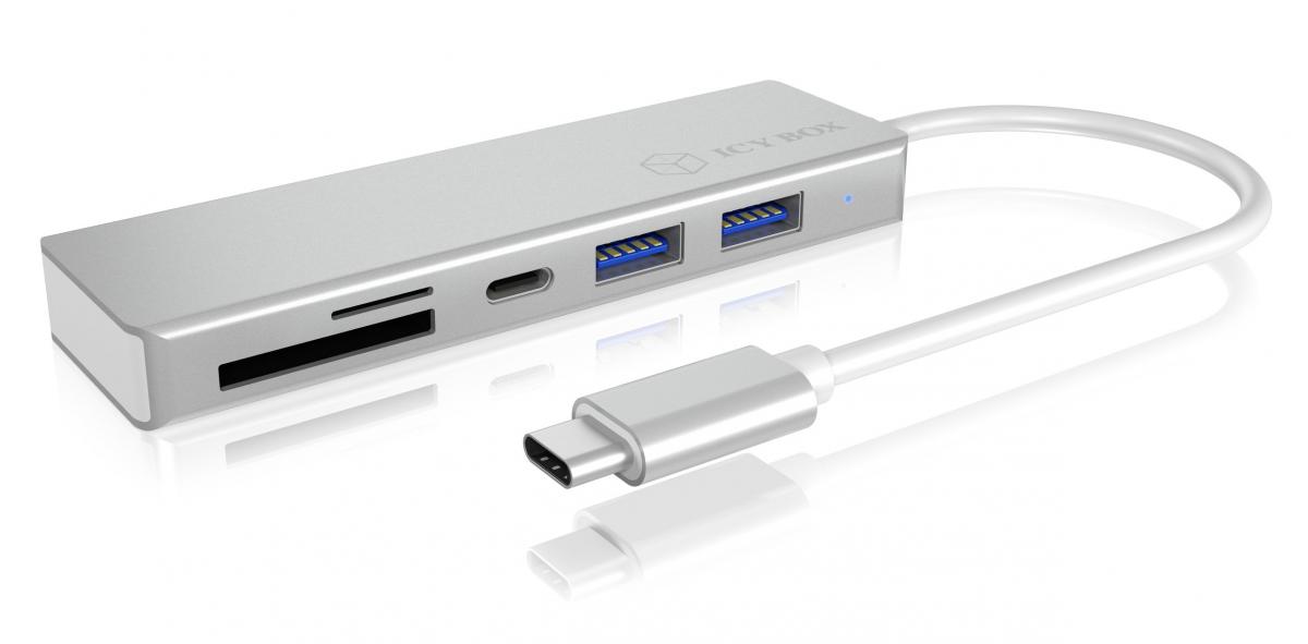 ICY BOX IB-HUB1413-CR, 3 Port Hub mit USB 3.0 Type-CAnschluss und Multi-LUN Kartenleser