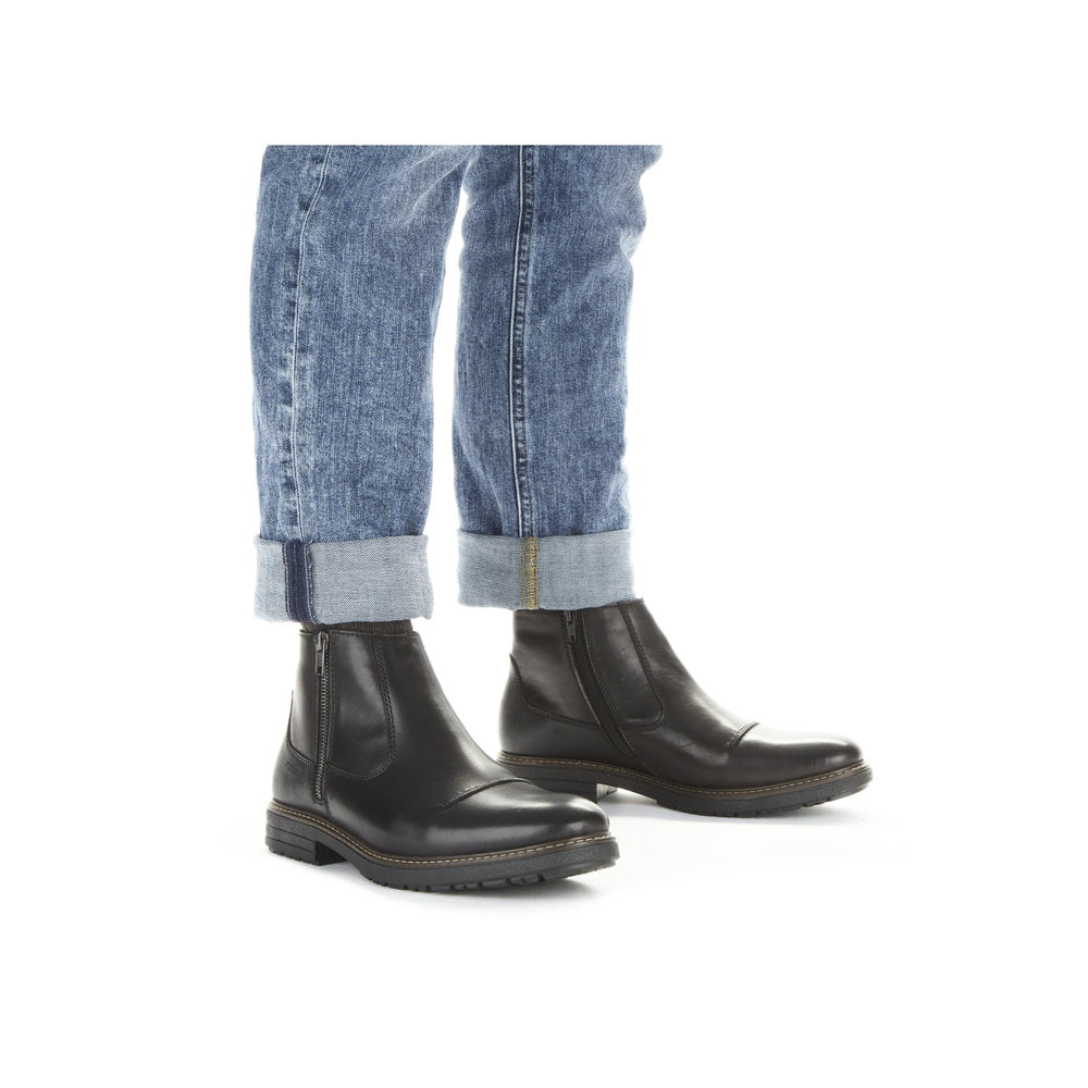 Rieker Herren Kurzstiefel glanzschwarz