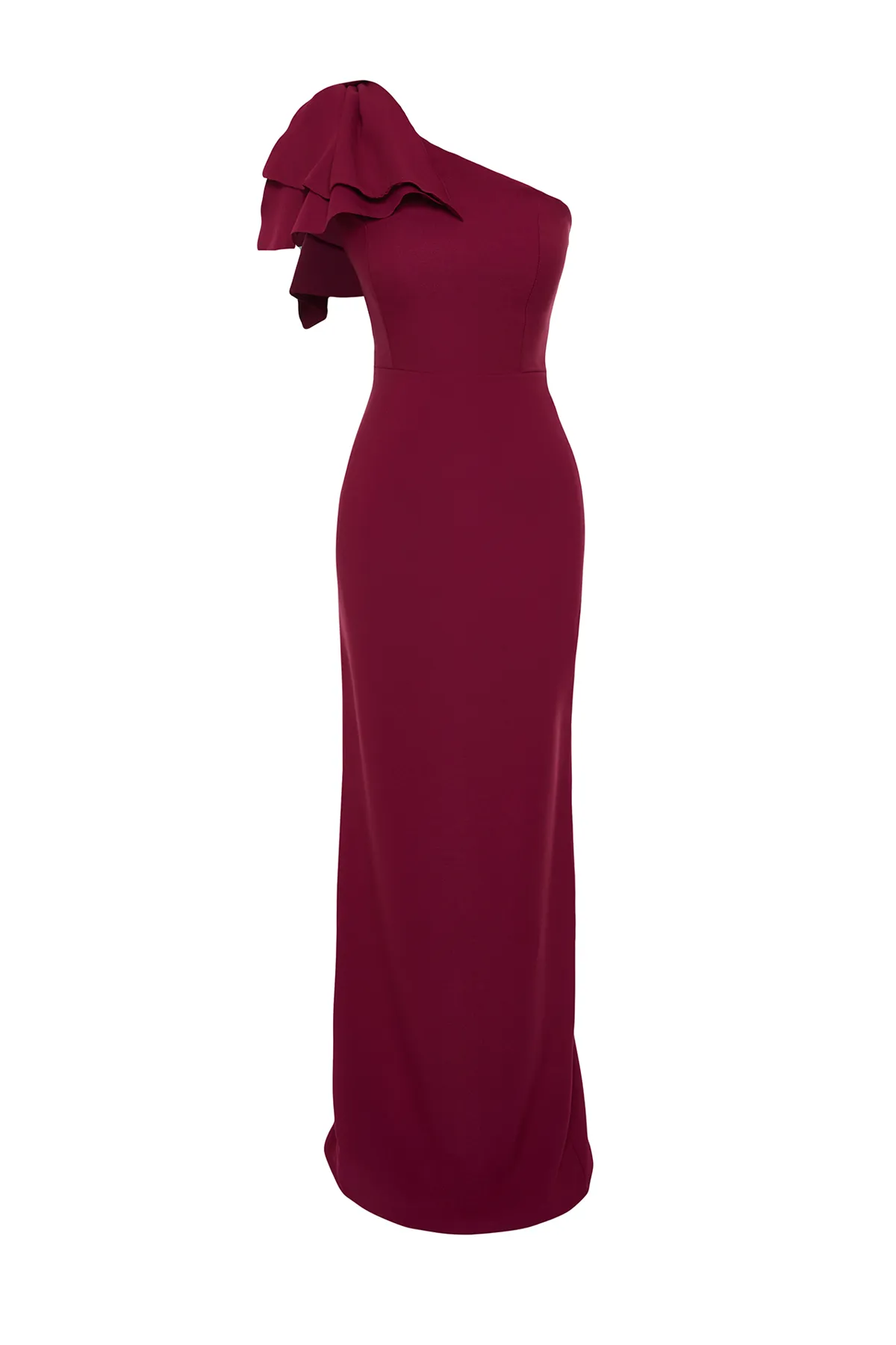Trendyol Collection  Pflaumenfarbenes, gerade geschnittenes, gewebtes Abendkleid und Abschlusskleid TPRSS23AE00095