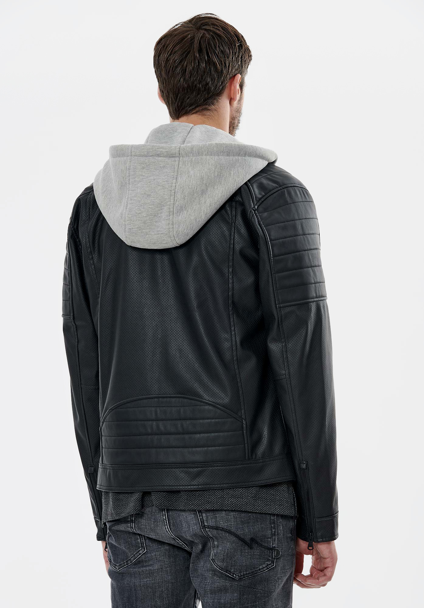 VASKA  Veste en simili cuir noir homme