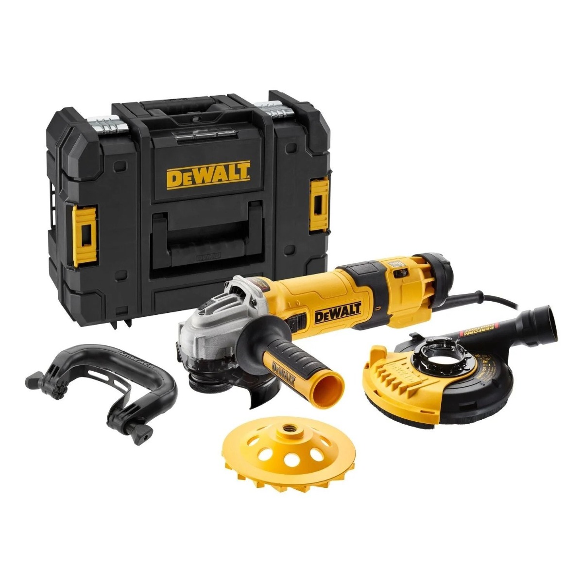 Polizor unghiular DeWalt DWE4257KT-QS 125 mm 1500 W cu hotă de extracție a prafului și disc diamantat
