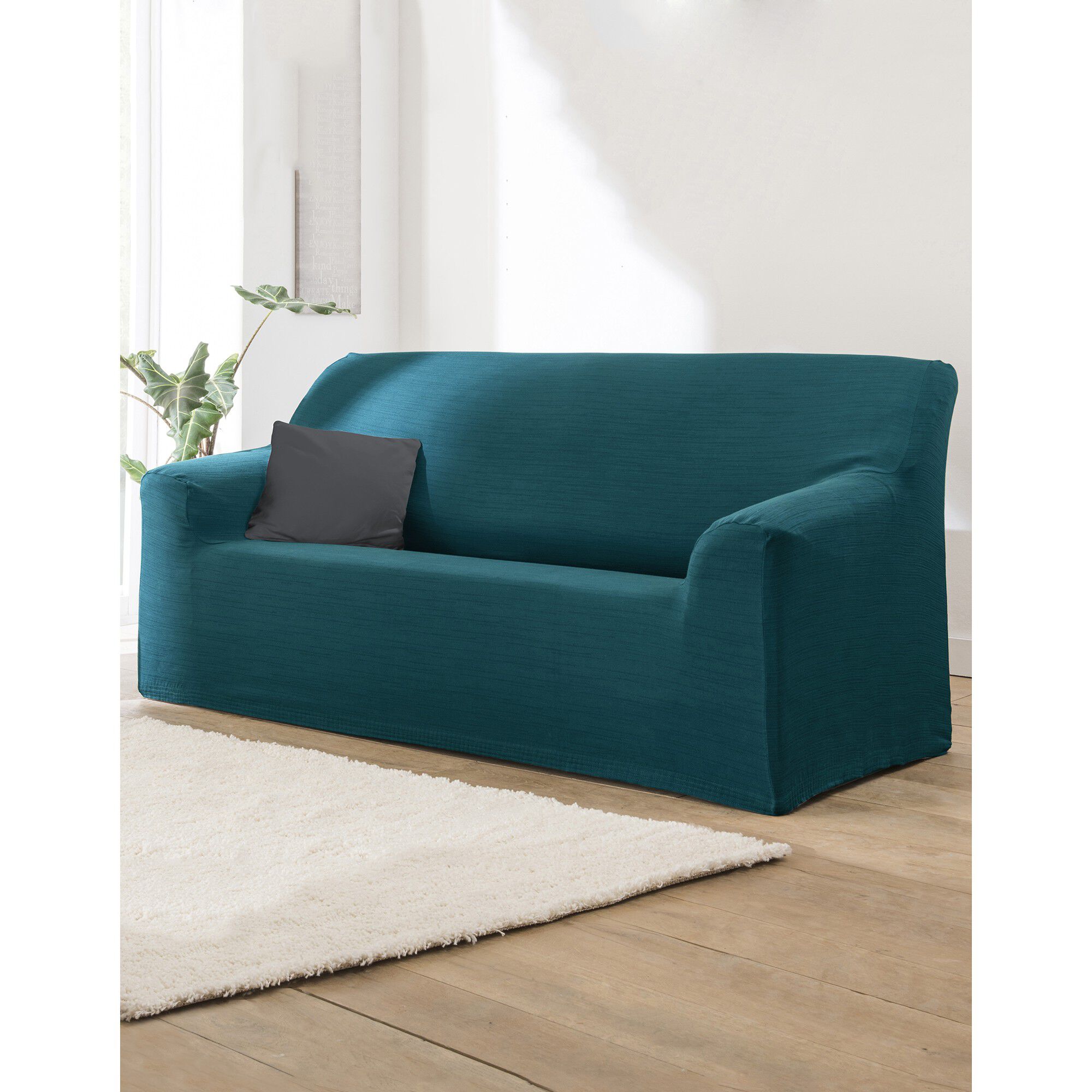 Housse extensible unie canapé fauteuil accoudoirs