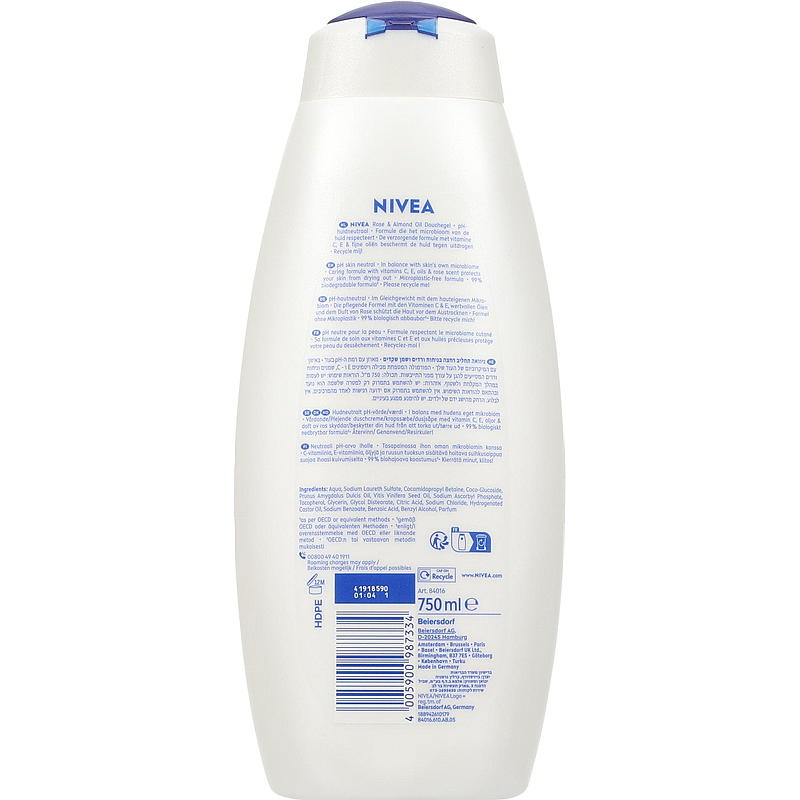 Nivea Shower 750 ml Rose & almond oil Nivea