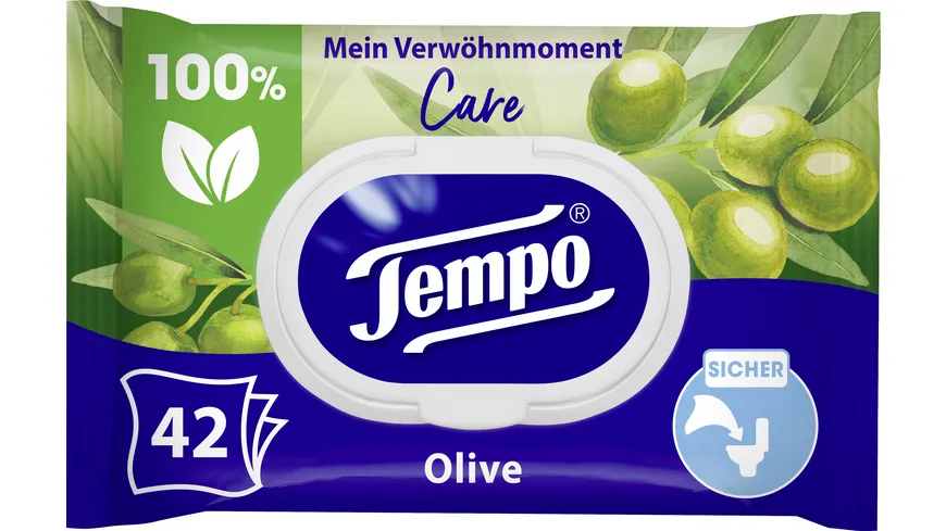Tempo feuchte Toilettentücher Mein Verwöhnmoment Care Olive