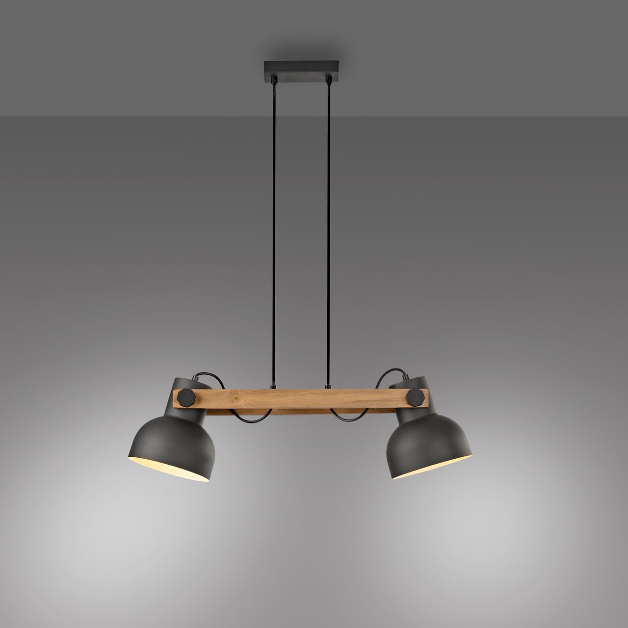 JUST LIGHT Pendelleuchte CUP 2.0, 2xE27 max. 60Watt exkl., höhenverstellbar, IP20, Schwarz