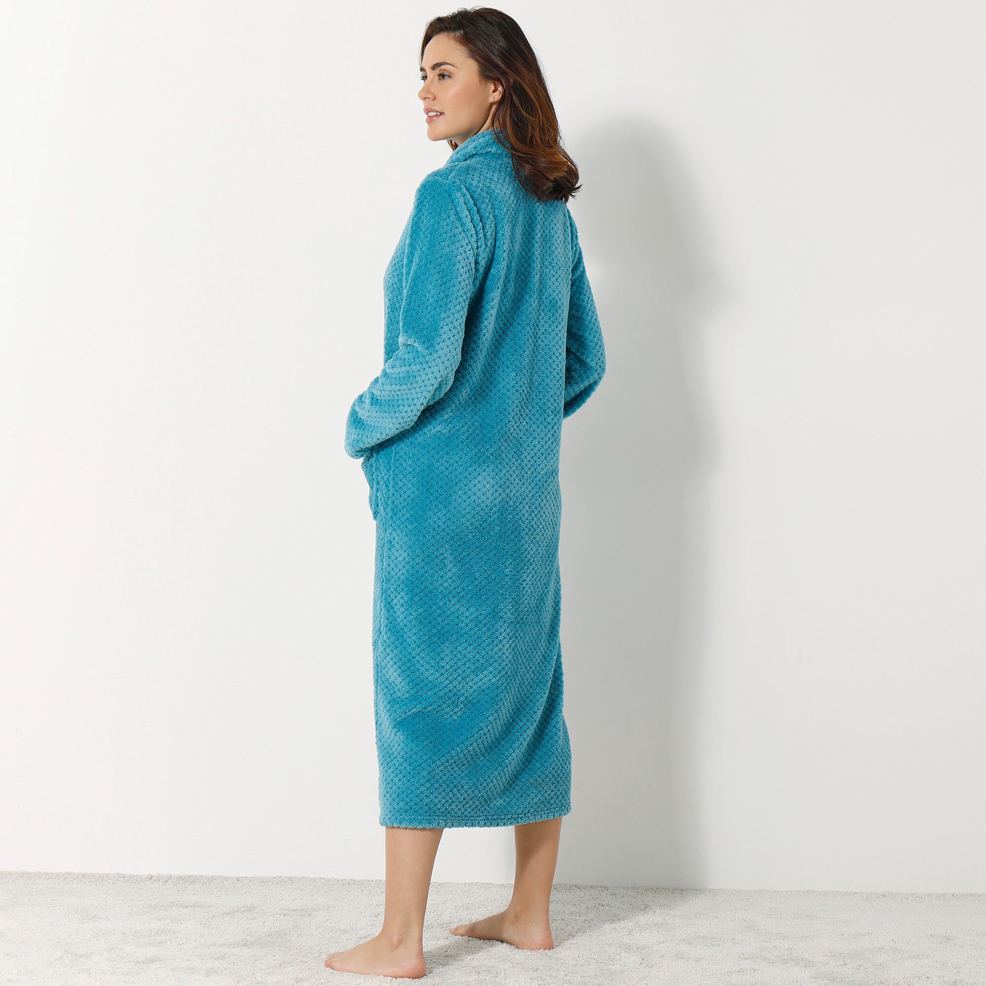 Robe de chambre maille polaire col châle