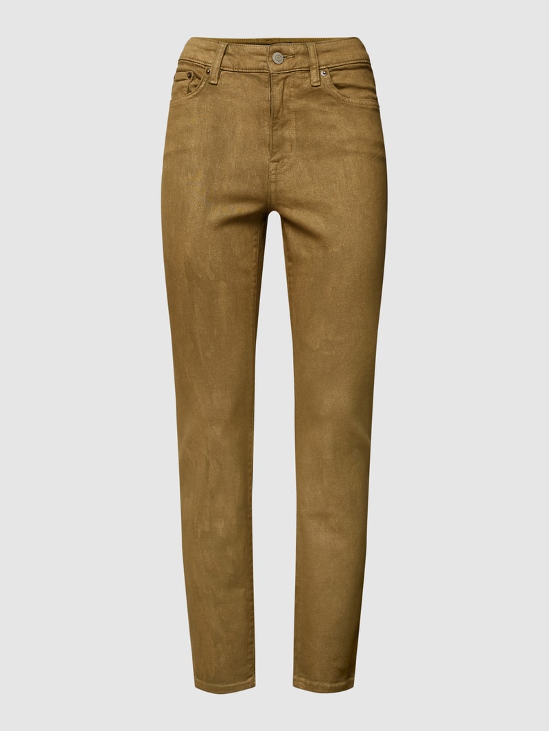 Slim Fit Jeans mit schimmernden Design in olivgrün