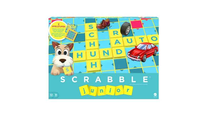 Mattel Games Scrabble Junior, Kinderspiel, Lernspiel, Brettspiel, Familienspiel