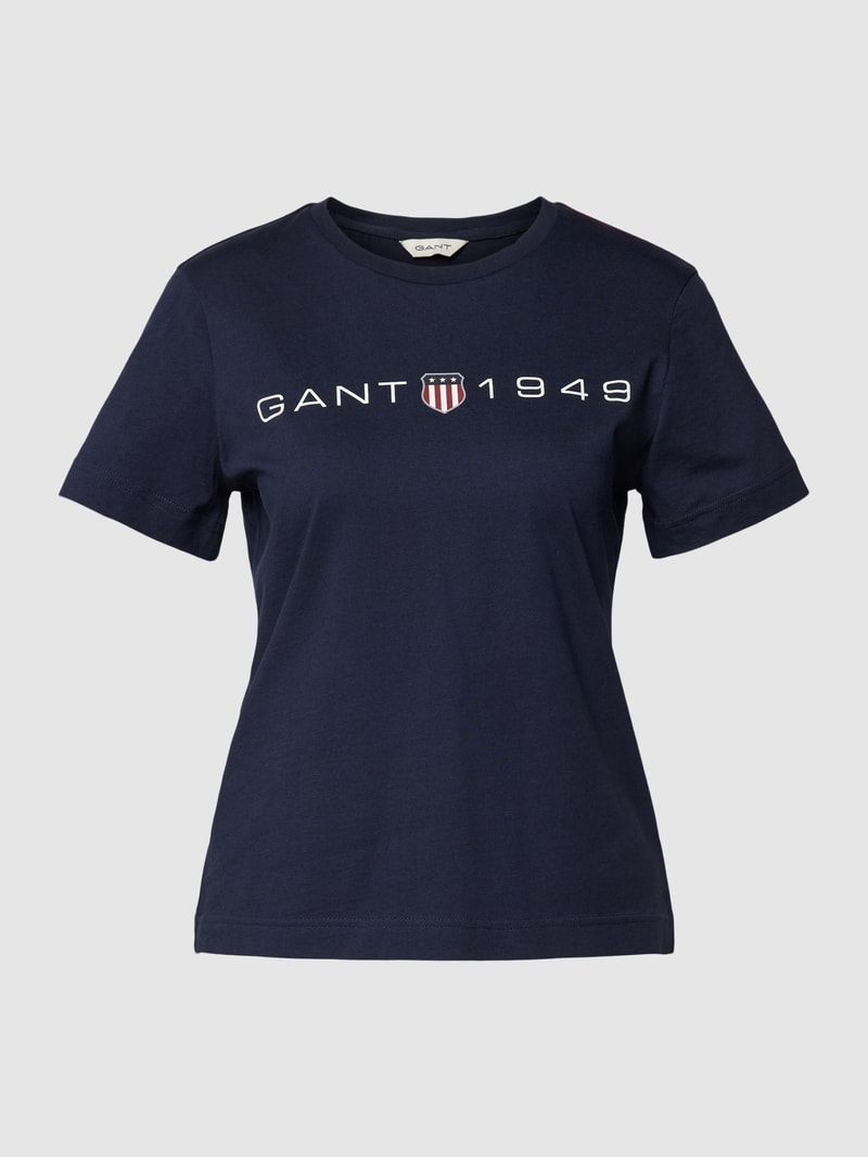 T-Shirt mit Label-Print in marineblau