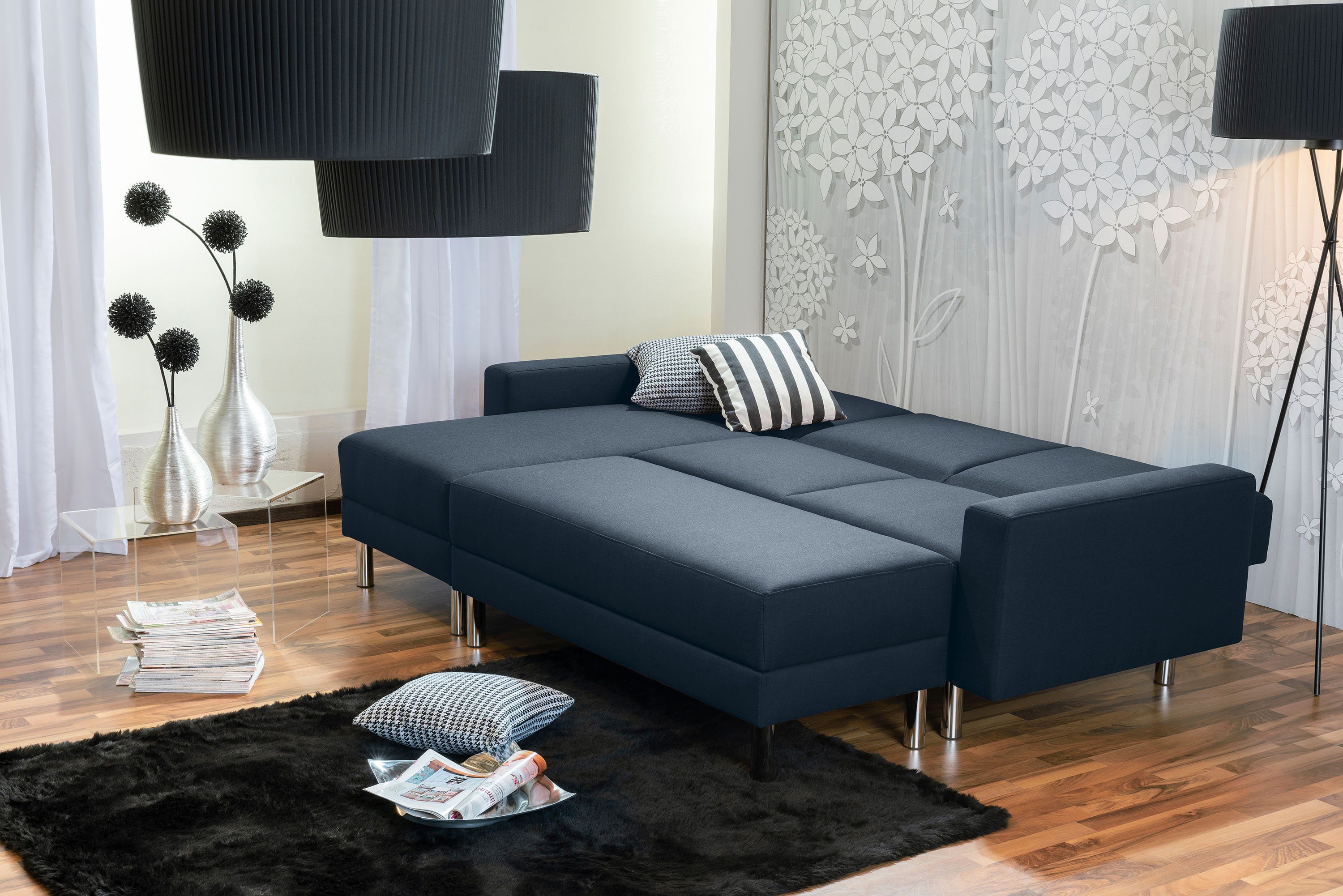 Max Winzer® Loungesofa Just Fashion Funktionssofa Flachgewebe blau, 1 Stück, Made in Germany