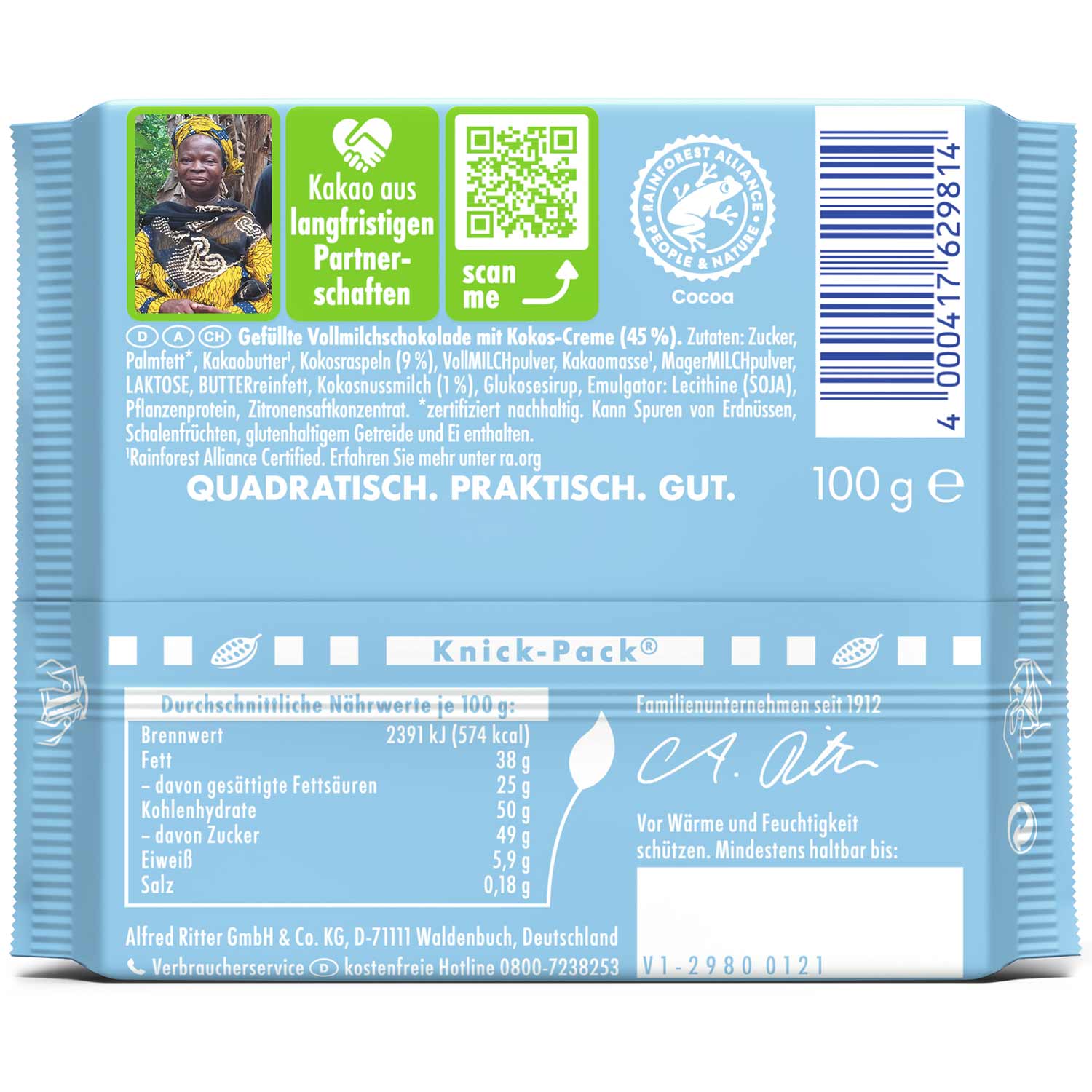 Ritter Sport Kokos 100g