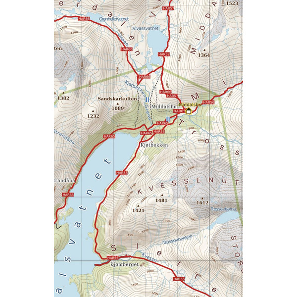 Hardangervidda West, Wander - Radkarte 1 : 50 000 - Wanderkarte