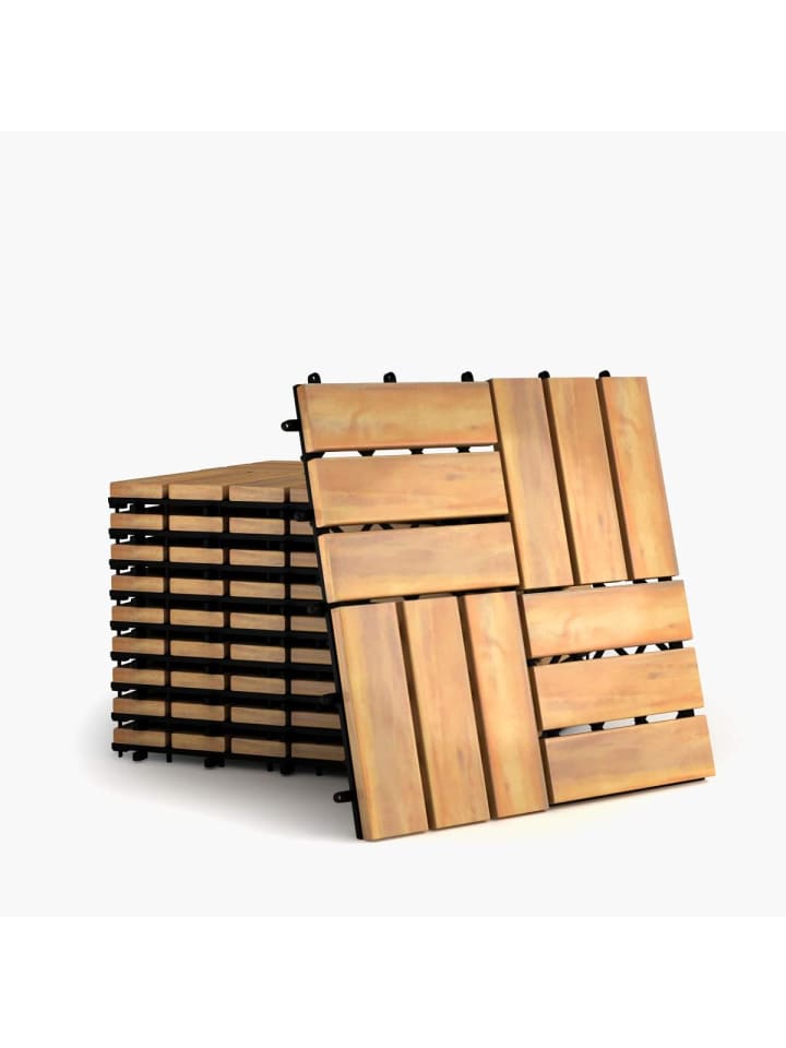 COSTWAY Terrassenfliesen 10er Set in Braun günstig kaufen 30 cm
