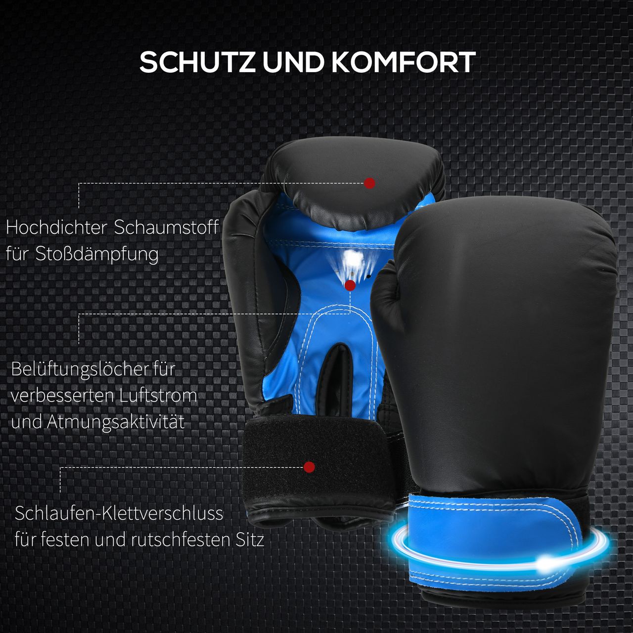 HOMCOM Boxsack-Set Box-Set mit Boxhandschuhen Gefüllt Set 100 KG Ø25 x 102 cm