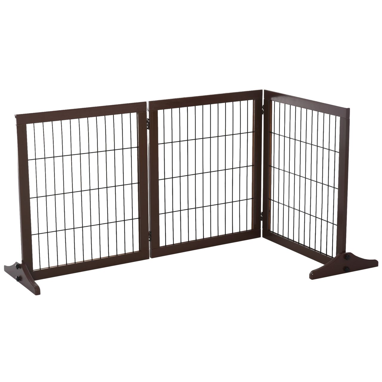 PawHut Absperrgitter für Hunde Schutzgitter Hundegitter Treppengitter Hundeabsperrgitter Türschutzgitter Kiefernholz Braun 185 x 36 x 71 cm
