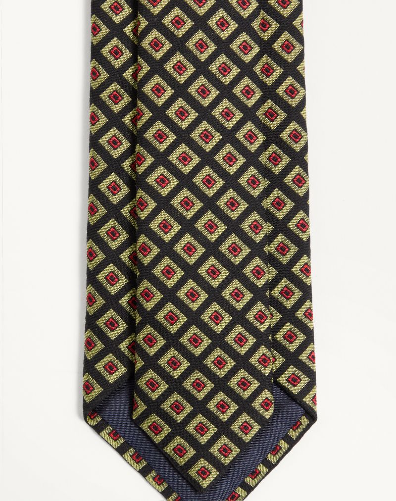 Gravata Valentie em jacquard de algodão com motivo Chamber e detalhe do logotipo V exclusivo.