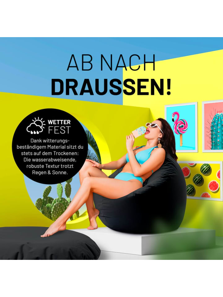 Lumaland Indoor/Outdoor-Sitzsack 2in1 Sitzsack 300l  120x80x75cm - schwarz günstig kaufen onesize