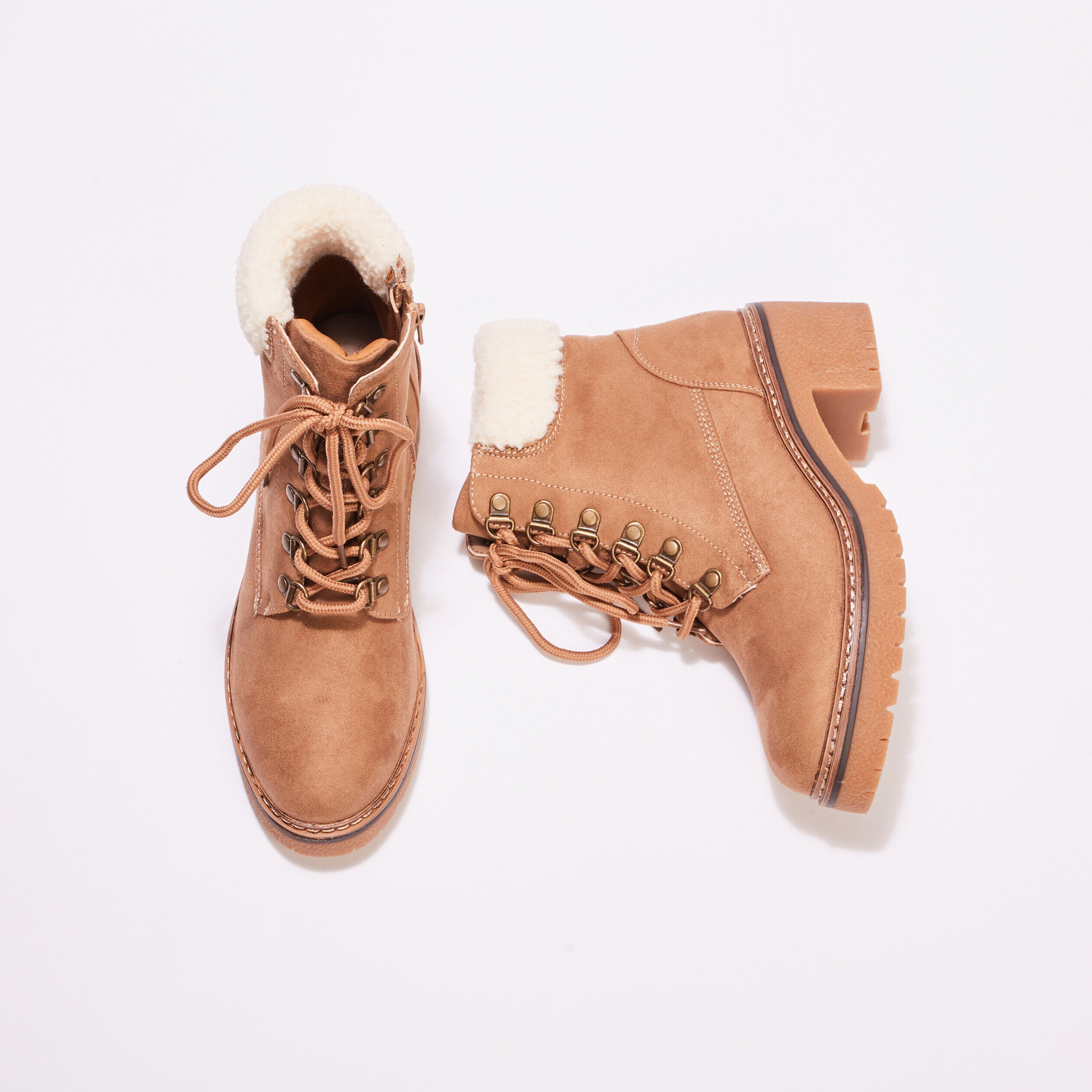 Bottines ranger à talons camel femme | Cache Cache