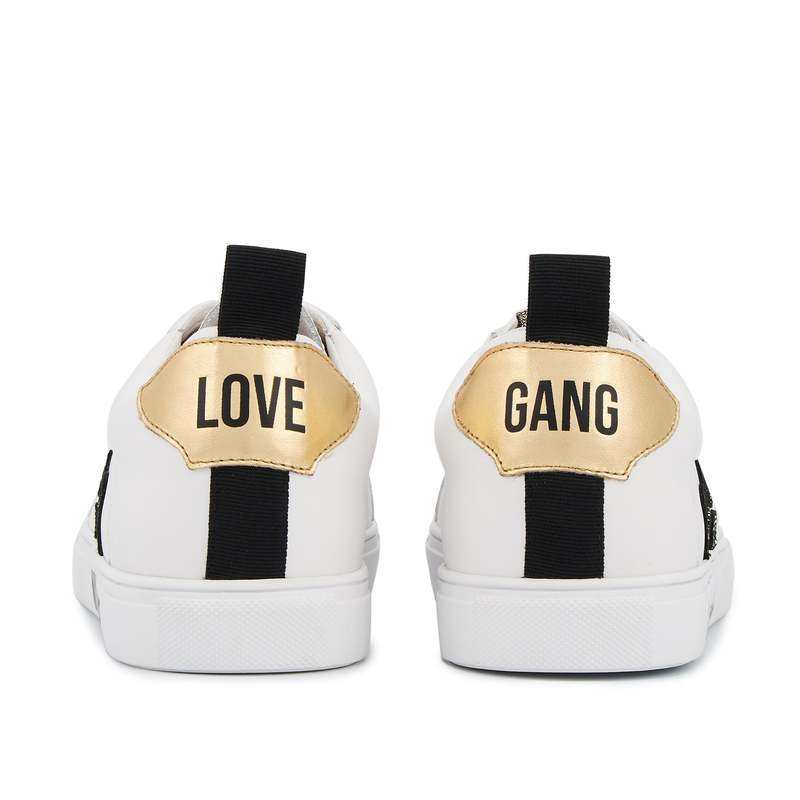 Baskets en cuir Betty love gang gratitude my attitude gold