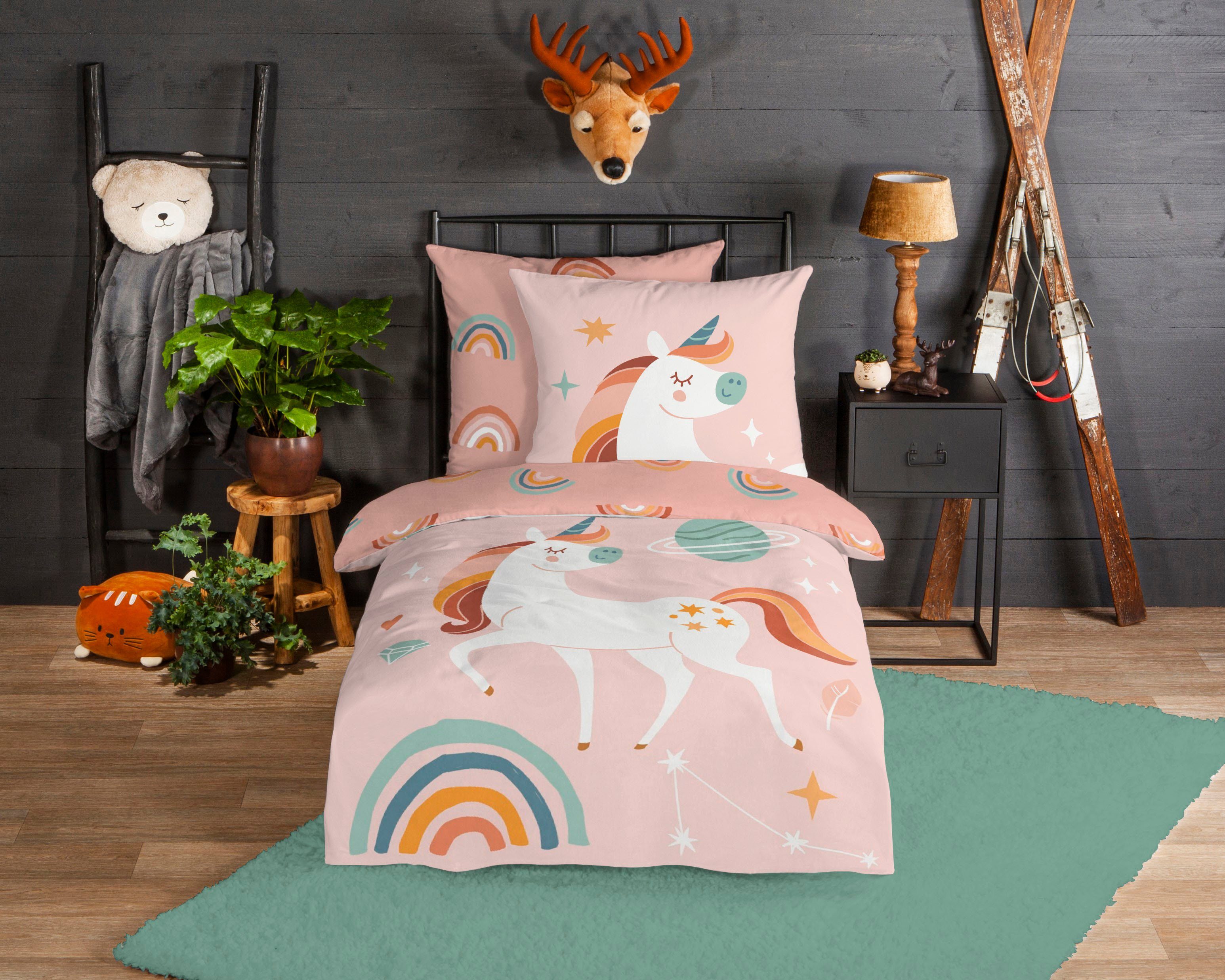 Kinderbettwäsche Unidance, good morning, Biber, Flanell, 2 teilig, 100% Baumwolle/ Flanell (Biber)