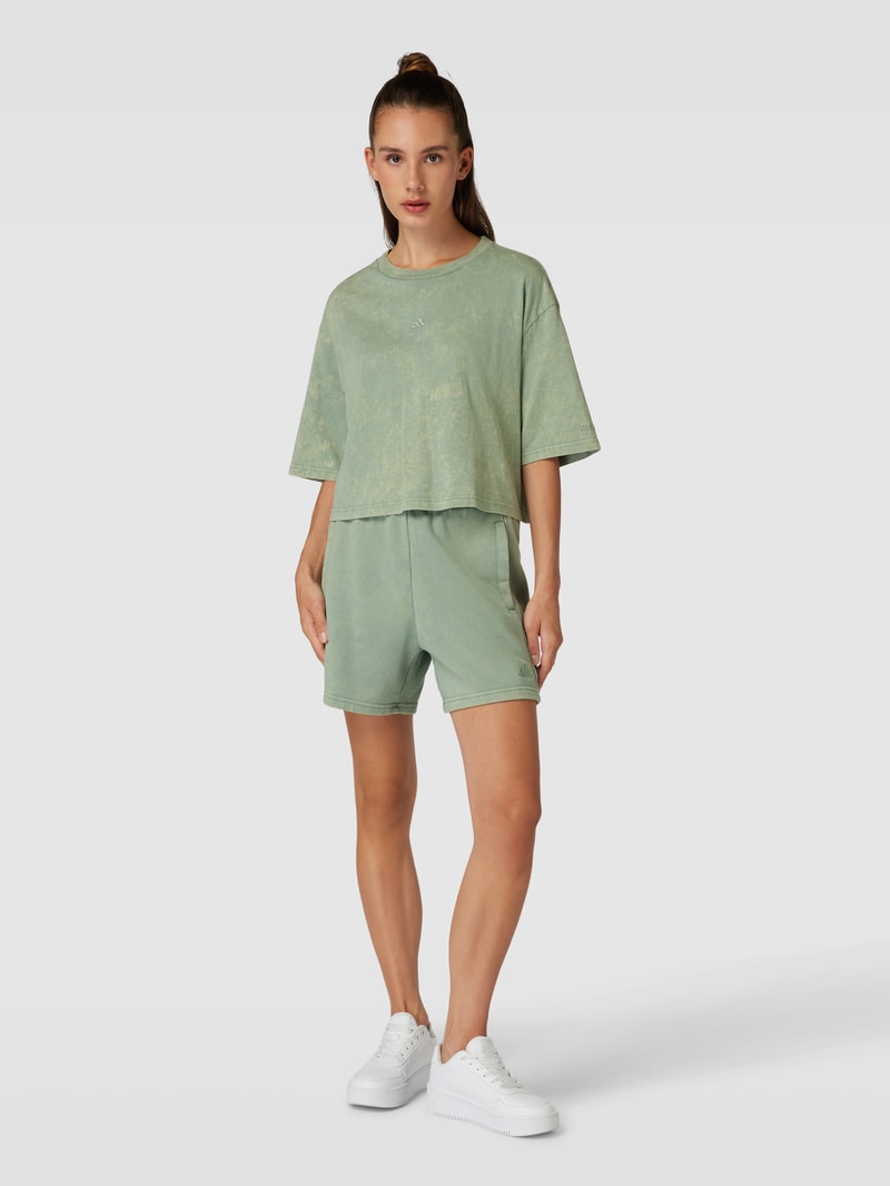 Cropped T-Shirt mit Label-Stitching in lindgrün