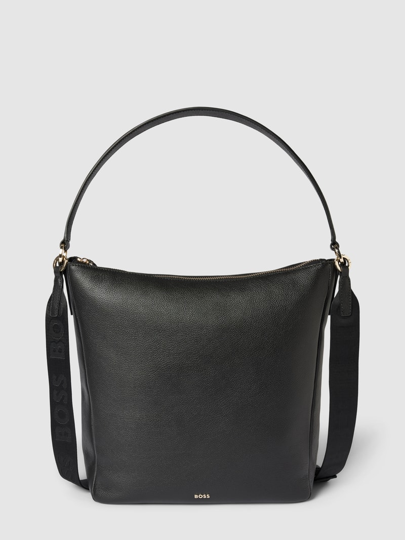 Hobo Bag mit Label-Applikation Modell 'Alyce' in black