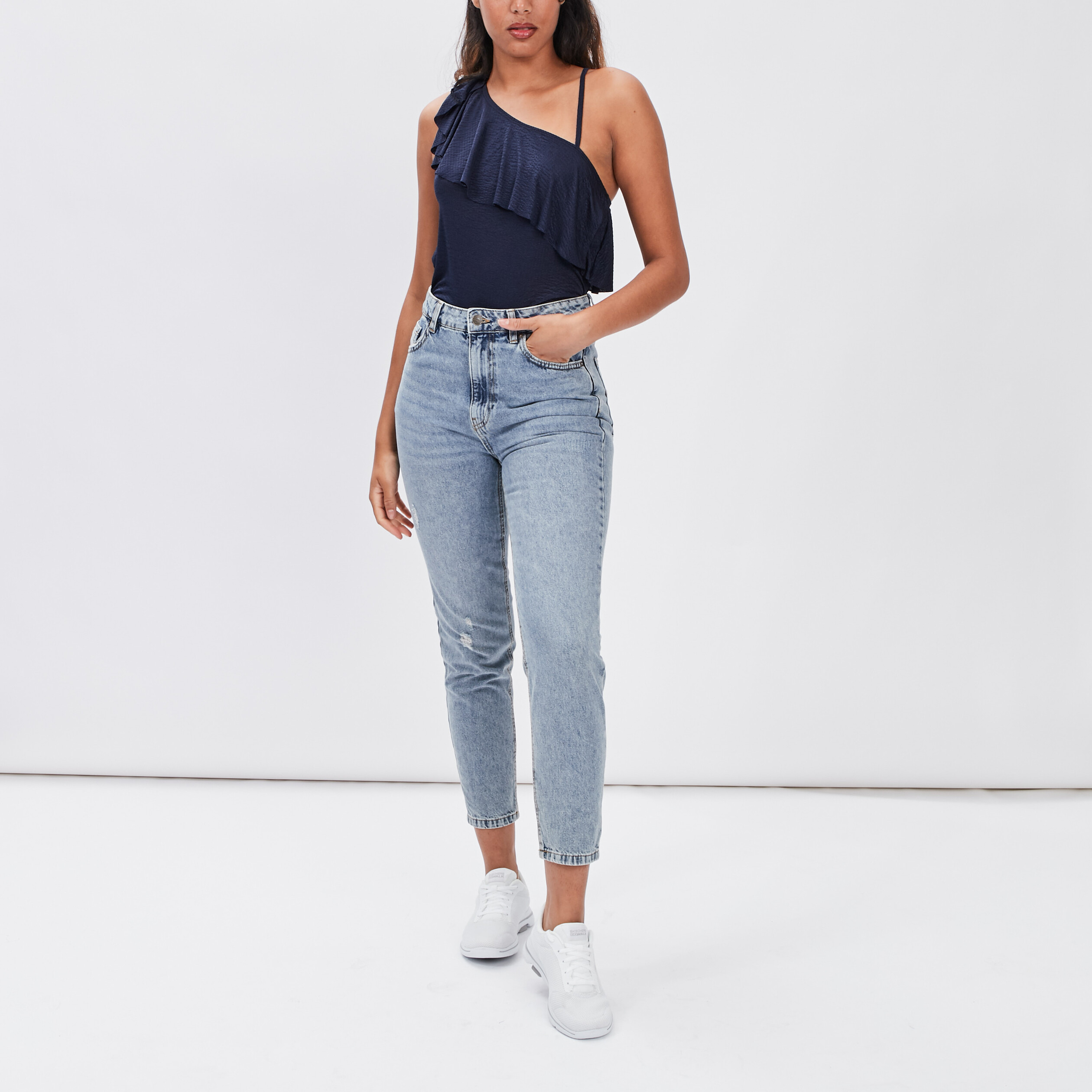 Débardeur asymétrique bleu marine femme | La Halle