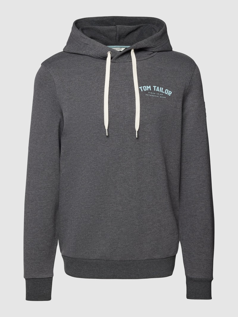 Hoodie mit Label-Detail in dunkelgrau meliert