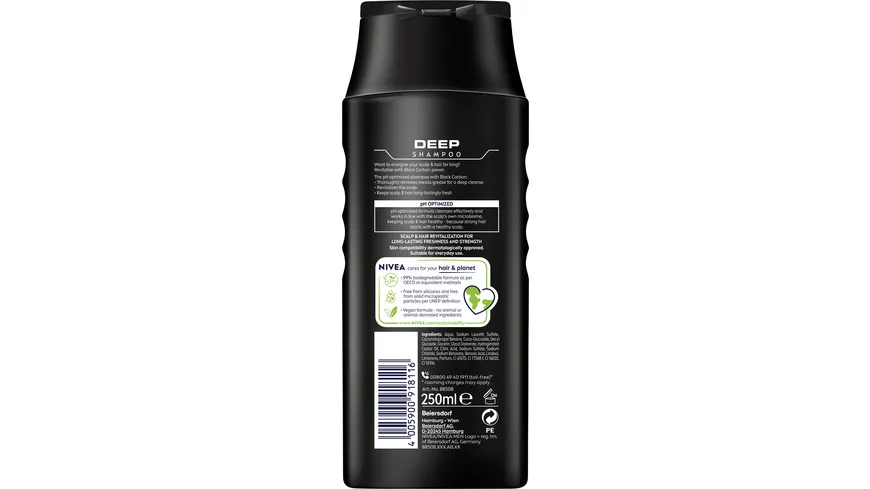 NIVEA MEN Deep Shampoo revitalisier te Kopfhaut&kräftiges Haar 250 ml